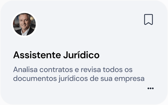 Cartões de assistentes personalizados, entre eles um Assistente Jurídico