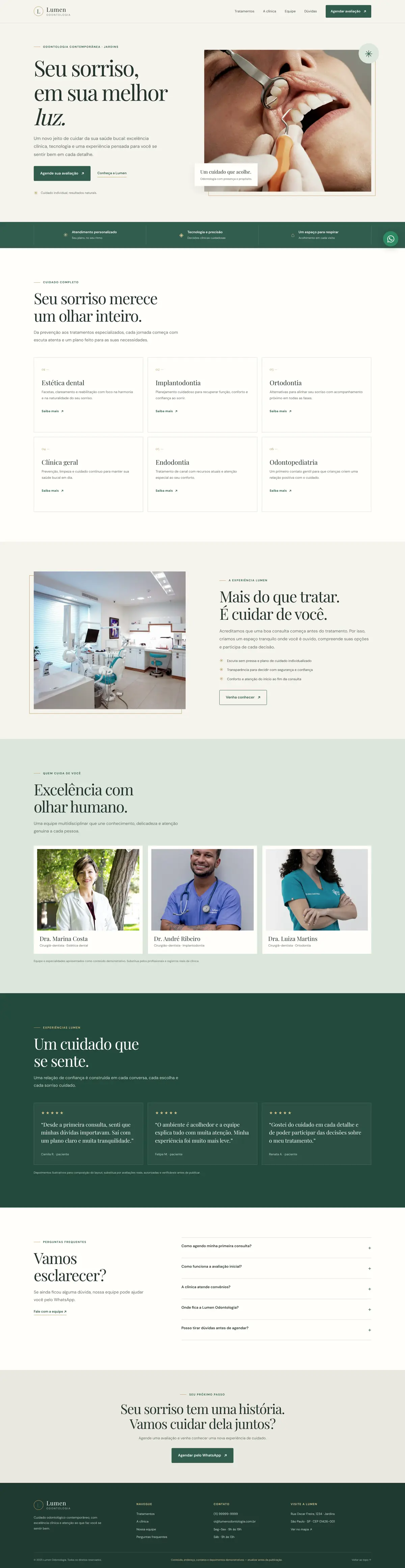 Site completo da Lumen Odontologia gerado pelo Agente