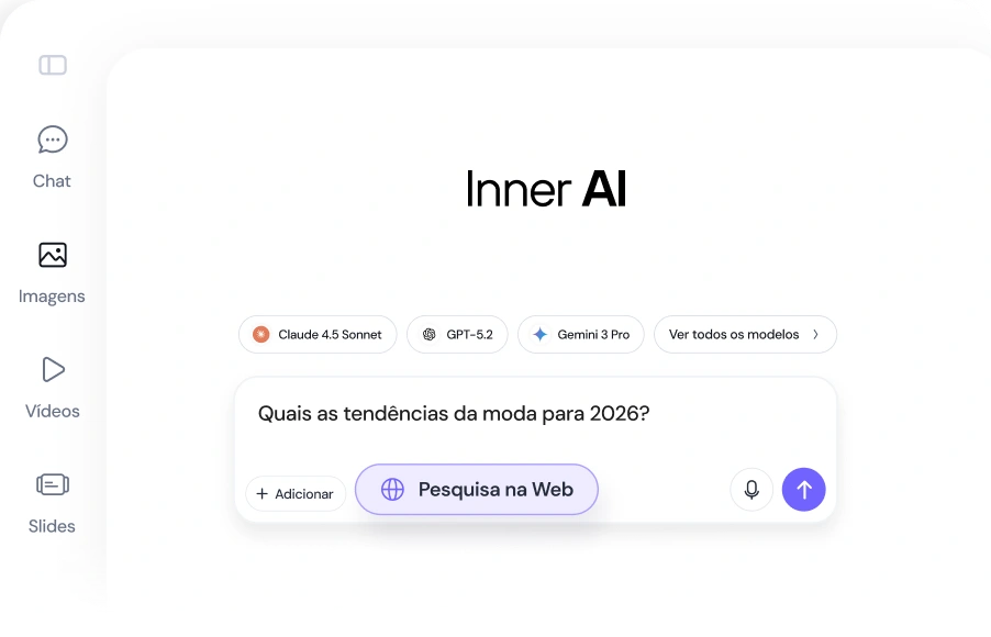 Interface da Inner AI com seletor de modelos e campo de pergunta