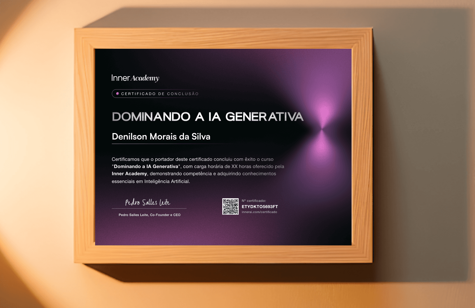 Certificado de conclusão do curso Dominando a IA Generativa