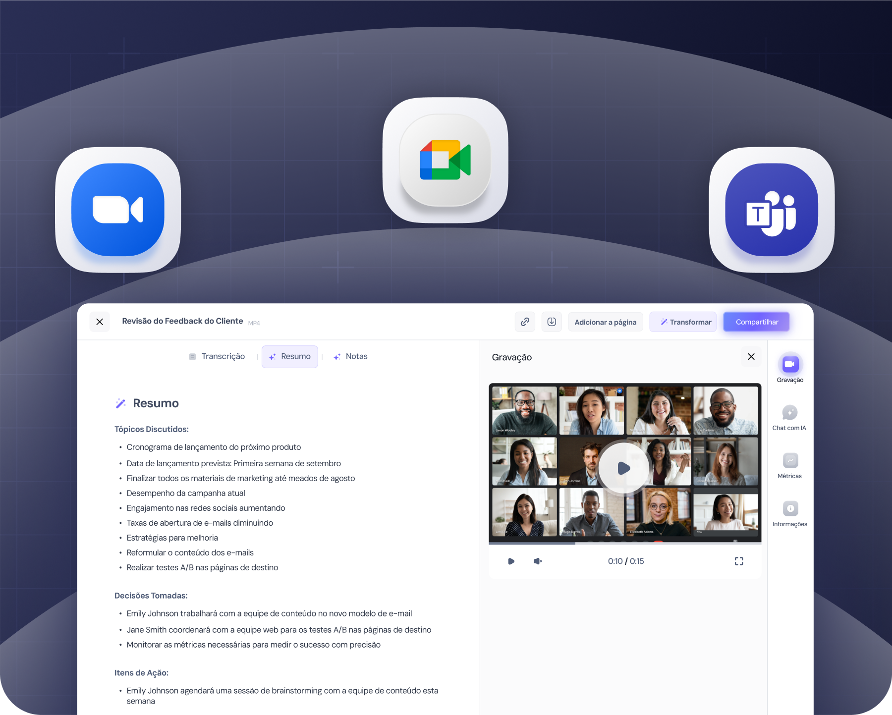 Tenha um assistente de reuniões virtuais